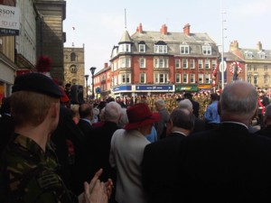 Watching the Northumberland Fusileers march through Morpeth, April 2010